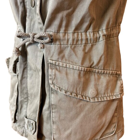 Utility Vest Military Style Small Pockets Adjustable Waist Zip Snap Epaulets - Picture 3 of 10